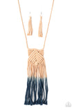 Look At MACRAME Now - Blue Necklace - Paparazzi Accessories Necklace Bedazzle Me Pretty Mobile Fashion Boutique