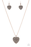 Look Into Your Heart - Copper Necklace - Paparazzi Accessories Necklace Bedazzle Me Pretty Mobile Fashion Boutique