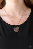 Look Into Your Heart - Copper Necklace - Paparazzi Accessories Necklace Bedazzle Me Pretty Mobile Fashion Boutique