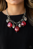 Looking Glass Glamorous - Red Necklace - Paparazzi Accessories Necklace Bedazzle Me Pretty Mobile Fashion Boutique