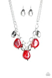 Looking Glass Glamorous - Red Necklace - Paparazzi Accessories Necklace Bedazzle Me Pretty Mobile Fashion Boutique