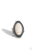 Lost in Sagebrush - White Ring - Paparazzi Accessories Ring Bedazzle Me Pretty Mobile Fashion Boutique