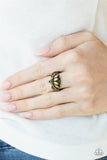 Lotus Crowns - Brass Ring - Paparazzi Accessories Ring Bedazzle Me Pretty Mobile Fashion Boutique