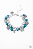 Lotus Lagoon - Blue Bracelet - Paparazzi Accessories Bracelet Bedazzle Me Pretty Mobile Fashion Boutique