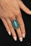 Lotus Oasis - Blue Ring - Paparazzi Accessories Ring Bedazzle Me Pretty Mobile Fashion Boutique