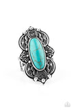 Lotus Oasis - Blue Ring - Paparazzi Accessories Ring Bedazzle Me Pretty Mobile Fashion Boutique