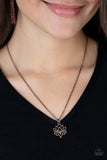 Lotus Retreat - Copper Necklace - Paparazzi Accessories Necklace Bedazzle Me Pretty Mobile Fashion Boutique
