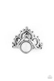 Lotus Solstice - White Ring - Paparazzi Accessories Ring Bedazzle Me Pretty Mobile Fashion Boutique