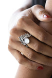 Lotus Solstice - White Ring - Paparazzi Accessories Ring Bedazzle Me Pretty Mobile Fashion Boutique