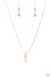 LOVE-Locked - Rose Gold Necklace - Paparazzi Accessories Necklace Bedazzle Me Pretty Mobile Fashion Boutique