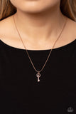 LOVE-Locked - Rose Gold Necklace - Paparazzi Accessories Necklace Bedazzle Me Pretty Mobile Fashion Boutique