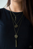 Love Opens All Doors - Brass Necklace - Paparazzi Accessories Necklace Bedazzle Me Pretty Mobile Fashion Boutique