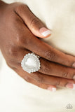 Lovely Luster - White Ring - Paparazzi Accessories Ring Bedazzle Me Pretty Mobile Fashion Boutique