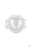 Lovely Luster - White Ring - Paparazzi Accessories Ring Bedazzle Me Pretty Mobile Fashion Boutique