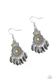 Lower East WILDSIDE - Yellow Earrings - Paparazzi Accessories Earrings Bedazzle Me Pretty Mobile Fashion Boutique