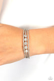 Lucid Layers - White Bracelet - Paparazzi Accessories Bracelet Bedazzle Me Pretty Mobile Fashion Boutique