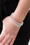 Luminous Luster - White Bracelet - Paparazzi Accessories Bracelet Bedazzle Me Pretty Mobile Fashion Boutique