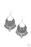 Lunar Allure - Red Earrings - Paparazzi Accessories Earrings Bedazzle Me Pretty Mobile Fashion Boutique