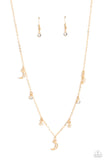 Lunar Lagoon - Gold Necklace - Paparazzi Accessories Necklace Bedazzle Me Pretty Mobile Fashion Boutique
