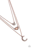 Lunar Lineup - Copper Necklace - Paparazzi Accessories Necklace Bedazzle Me Pretty Mobile Fashion Boutique