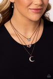 Lunar Lineup - Copper Necklace - Paparazzi Accessories Necklace Bedazzle Me Pretty Mobile Fashion Boutique