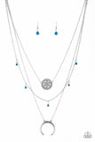 Lunar Lotus - Blue Necklace - Paparazzi Accessories Necklace Bedazzle Me Pretty Mobile Fashion Boutique