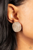 Lunch at the Louvre - Gold Clip-On Earrings - Paparazzi Accessories Clip-On Bedazzle Me Pretty Mobile Fashion Boutique
