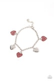 Lusty Lockets - Red Bracelet - Paparazzi Accessories Bracelet Bedazzle Me Pretty Mobile Fashion Boutique