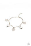 Lusty Lockets - White Bracelet - Paparazzi Accessories Bracelet Bedazzle Me Pretty Mobile Fashion Boutique