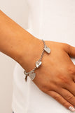 Lusty Lockets - White Bracelet - Paparazzi Accessories Bracelet Bedazzle Me Pretty Mobile Fashion Boutique