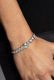 Lusty Luster - White Bracelet - Paparazzi Accessories Bracelet Bedazzle Me Pretty Mobile Fashion Boutique