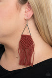 Macrame Jungle - Brown Earrings - Paparazzi Accessories Earrings Bedazzle Me Pretty Mobile Fashion Boutique