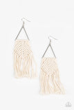 Macrame Jungle - White Earrings - Paparazzi Accessories Earrings Bedazzle Me Pretty Mobile Fashion Boutique