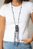 Macrame Majesty - Black Necklace - Paparazzi Accessories Necklace Bedazzle Me Pretty Mobile Fashion Boutique