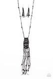 Macrame Majesty - Black Necklace - Paparazzi Accessories Necklace Bedazzle Me Pretty Mobile Fashion Boutique
