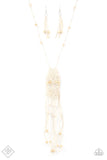 Macrame Majesty - White Necklace - Paparazzi Accessories Necklace Bedazzle Me Pretty Mobile Fashion Boutique