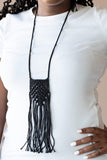 Macrame Mantra - Black Necklace - Paparazzi Accessories Necklace Bedazzle Me Pretty Mobile Fashion Boutique