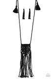 Macrame Mantra - Black Necklace - Paparazzi Accessories Necklace Bedazzle Me Pretty Mobile Fashion Boutique