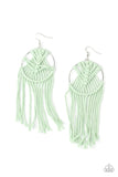 MACRAME, Myself, and I - Green Earrings - Paparazzi Accessories Earrings Bedazzle Me Pretty Mobile Fashion Boutique
