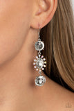 Magical Melodrama - White Earrings - Paparazzi Accessories Earrings Bedazzle Me Pretty Mobile Fashion Boutique