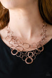 Main Street Mechanics - Copper Necklace - Paparazzi Accessories Necklace Bedazzle Me Pretty Mobile Fashion Boutique