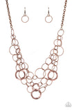 Main Street Mechanics - Copper Necklace - Paparazzi Accessories Necklace Bedazzle Me Pretty Mobile Fashion Boutique