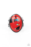 Majestic Marbling - Red Ring - Paparazzi Accessories Ring Bedazzle Me Pretty Mobile Fashion Boutique