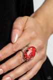 Majestic Marbling - Red Ring - Paparazzi Accessories Ring Bedazzle Me Pretty Mobile Fashion Boutique