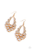 Majestic Masquerade - Gold Earrings - Paparazzi Accessories Earrings Bedazzle Me Pretty Mobile Fashion Boutique