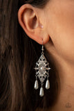 Majestic Mood - White Earrings - Paparazzi Accessories Earrings Bedazzle Me Pretty Mobile Fashion Boutique