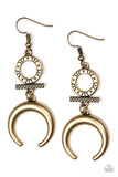 Majestically Moon Child - Brass Earrings - Paparazzi Accessories Earrings Bedazzle Me Pretty Mobile Fashion Boutique