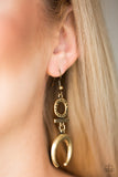 Majestically Moon Child - Brass Earrings - Paparazzi Accessories Earrings Bedazzle Me Pretty Mobile Fashion Boutique