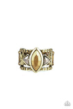 Major Majestic - Brass Ring - Paparazzi Accessories Ring Bedazzle Me Pretty Mobile Fashion Boutique