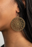 Make A MANDALA Out Of You - Brass Earrings - Paparazzi Accessories Earrings Bedazzle Me Pretty Mobile Fashion Boutique